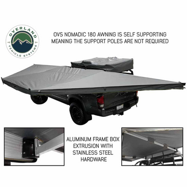 OVS HD Nomadic 180 Degree Awning - Dark Grey With Black Travel Cover Universal without support poles