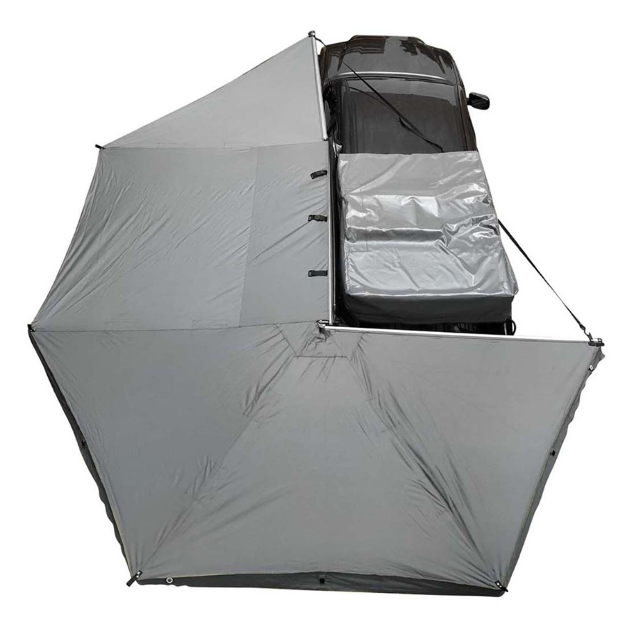 OVS HD Nomadic 270 Degree Awning - Driver Side - Dark Gray Awning With Black Cover top view