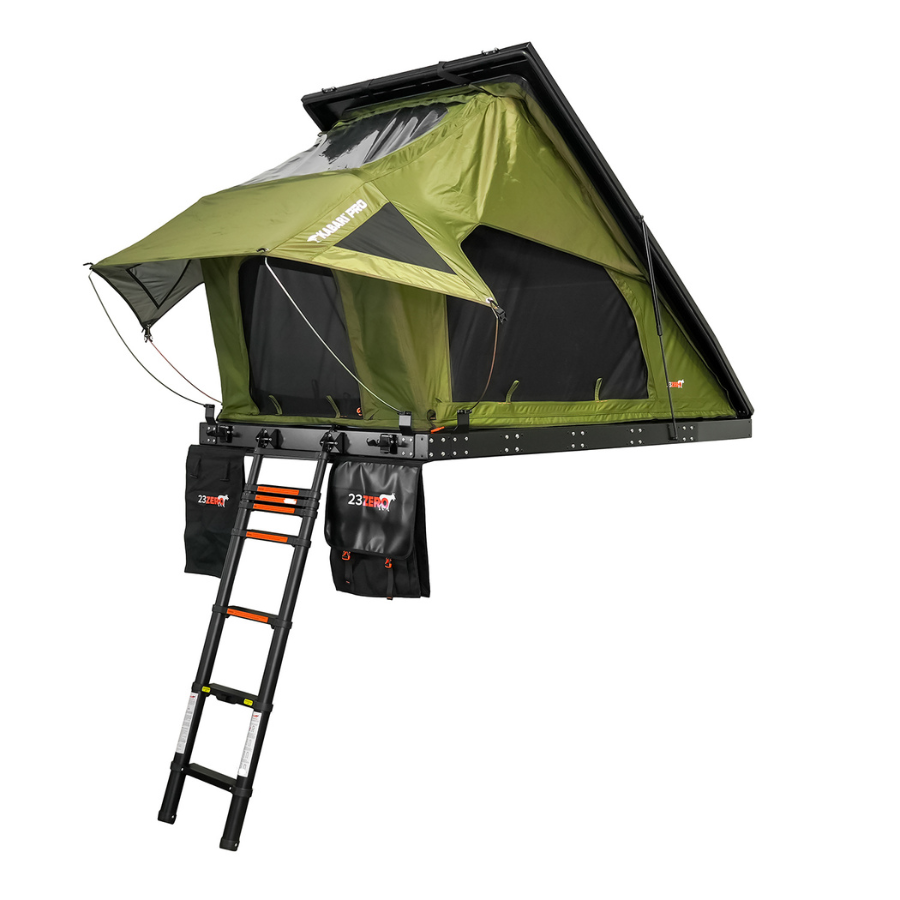 23ZERO Kabari PRO Aluminum Clam Shell RTT front right with ladder