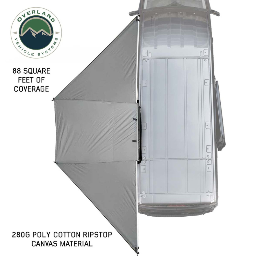 OVS HD Nomadic 180 Degree Awning with Bracket Kit for Mid - High Roofline Vans square feet coverage