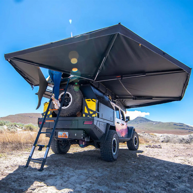 23ZERO Peregrine PRO 6 Arm Freestanding 270-Degree Awning on jeep with rear tent access
