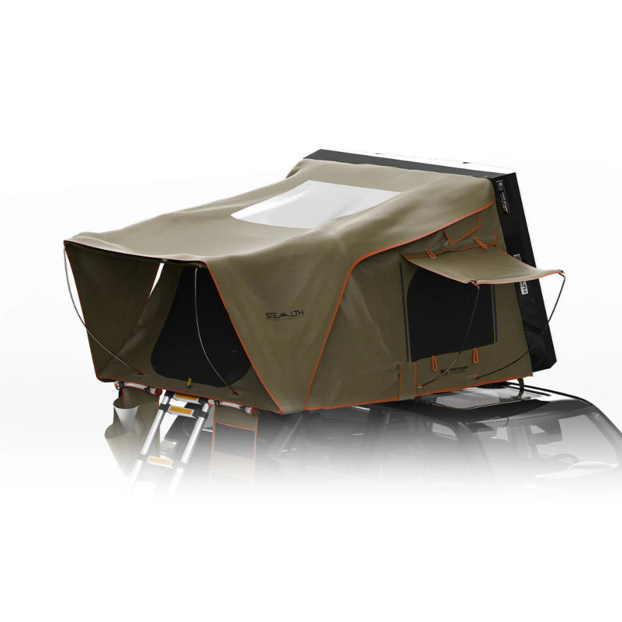 TUFF STUFF OVERLAND STEALTH HARDSHELL ROOFTOP TENT, ALUMINUM, 3 PERSON, BLACK