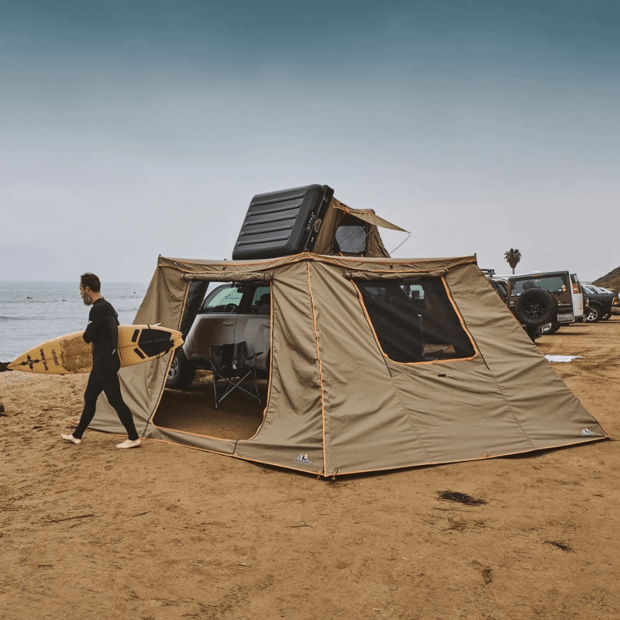 Tuff Stuff Overland 270 Degree Awning Shade Walls, fits Compact Only, Door & Wall, Olive, Pack 1 - Beyond The Grid Overland
