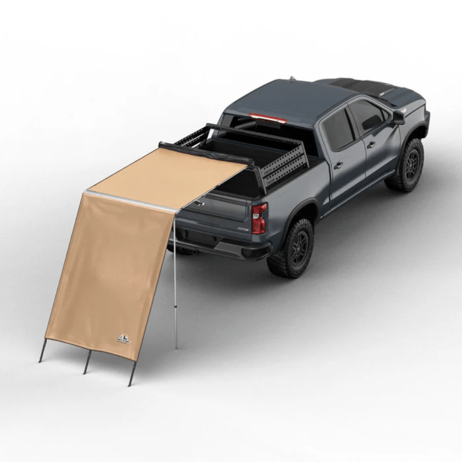 Tuff Stuff Overland Truck or Car Awning Shade Wall, 4.5x6 Feet, Poly - Cotton Ripstop Fabric, Tan - Beyond The Grid Overland