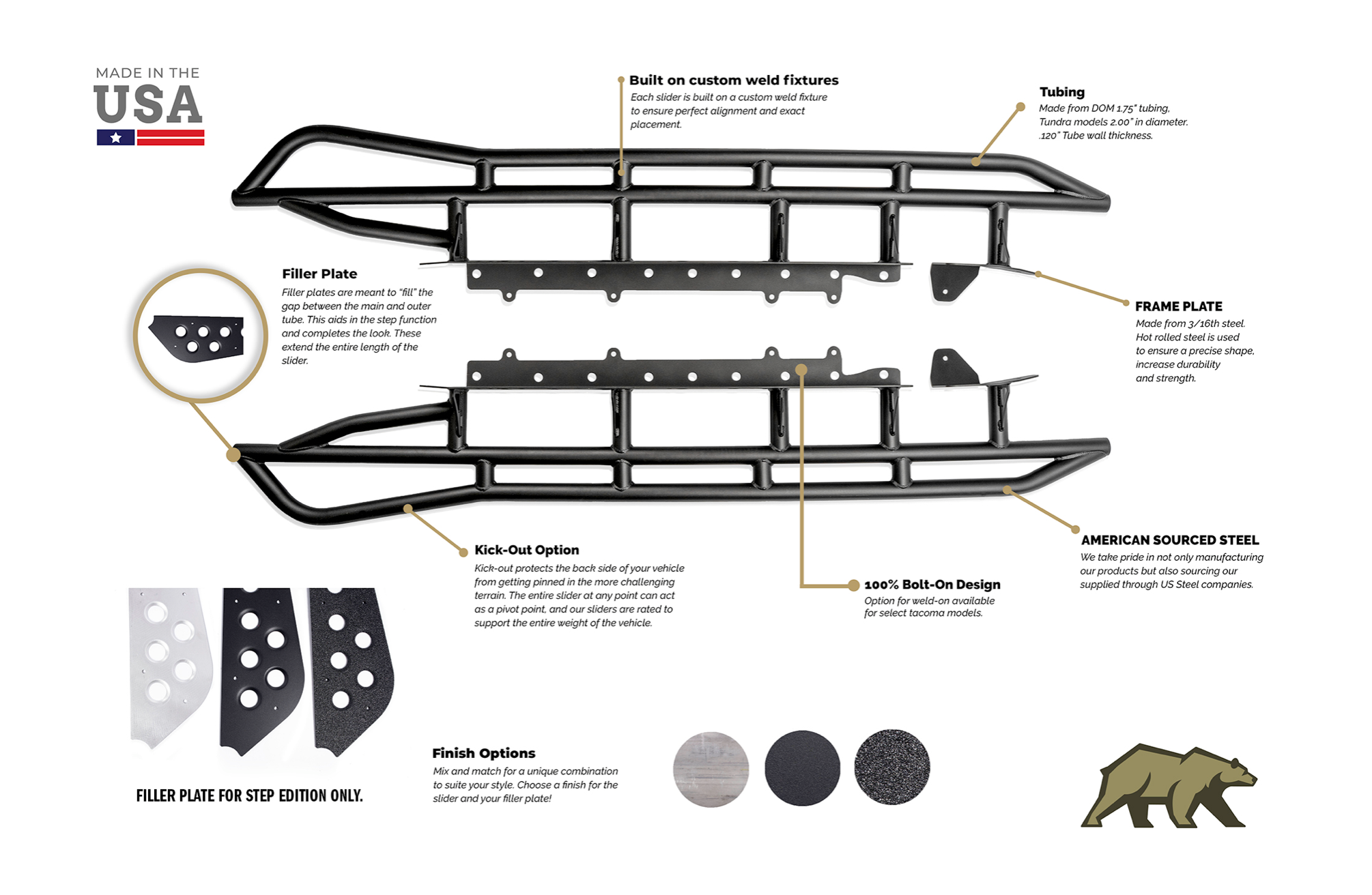 Cali Raised 2014-2021 TOYOTA TUNDRA TRAIL EDITION ROCK SLIDERS info