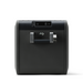 Black fridge with a handle on a white background