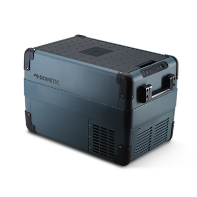 Blue Dometic cooler box on a white background