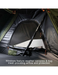 Camping tent window with weather canopies and bug mesh, featuring text on airflow and protection.