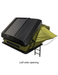 Roof top tent with black roof and green sides on a white background