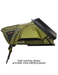 Green rooftop tent with high-opening design on a white background