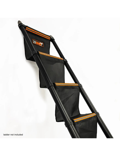 Angled view of ladder steps