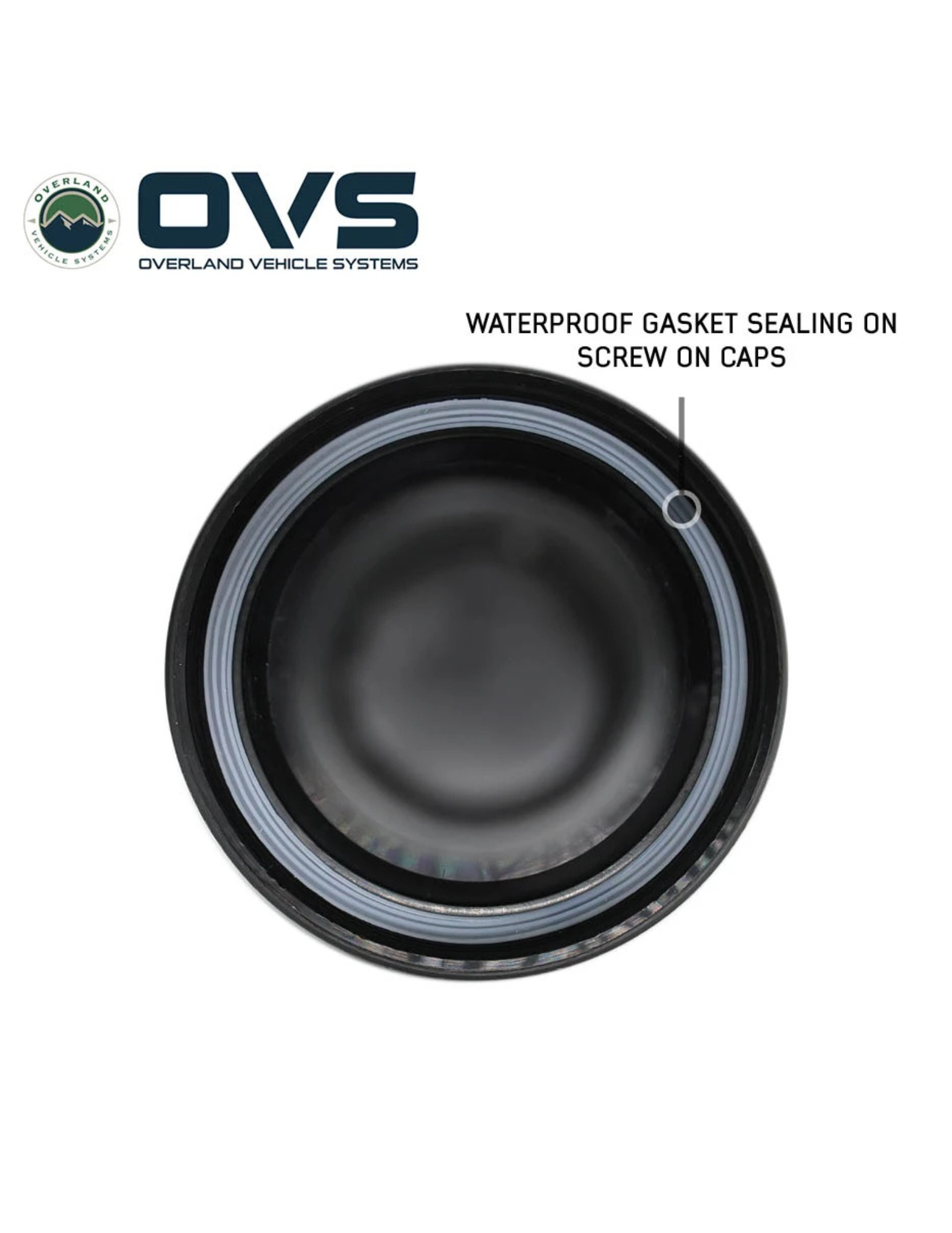 Waterproof gasket seal inside screw on cap for OVS portable camping water tank