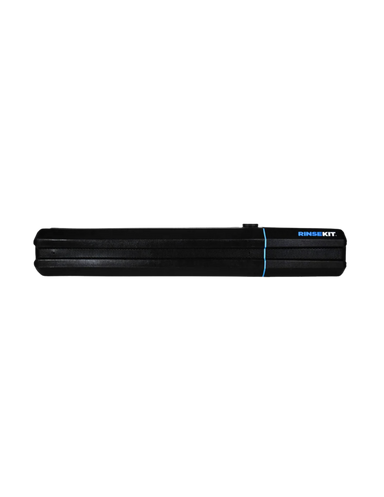 RinseKit rack shower side profile product image on black background for overland vehicles