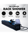 RinseKit 5 gallon rack shower product graphic with powerful spray and heating options