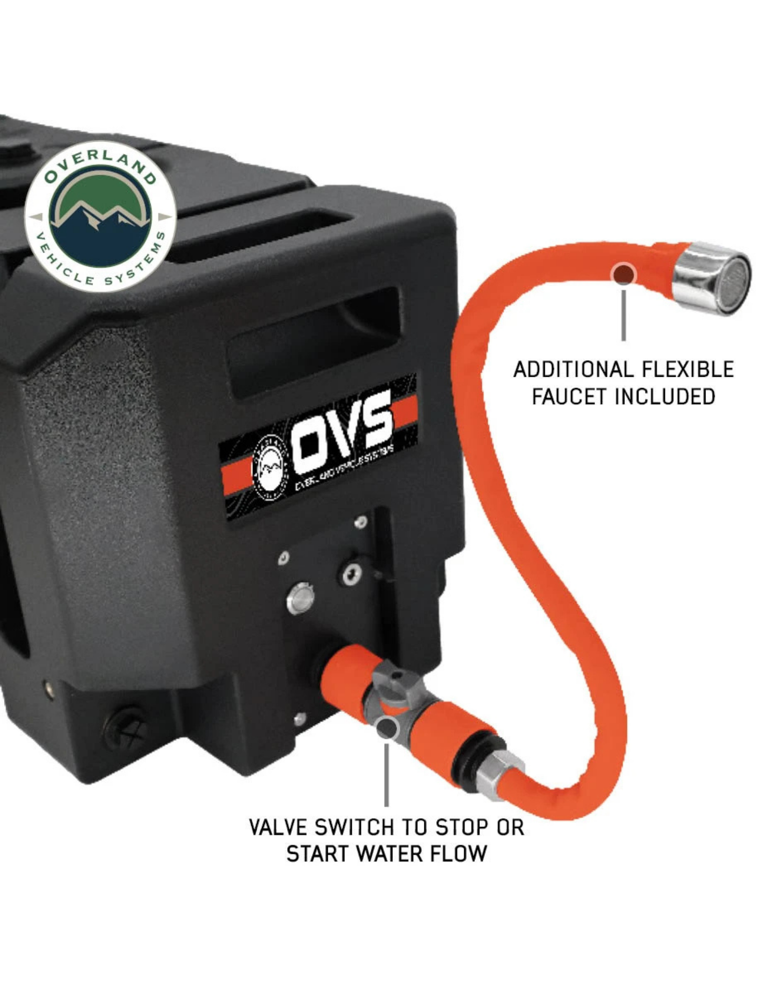 OVS electric shower tank with flexible faucet and valve switch for controlled water flow