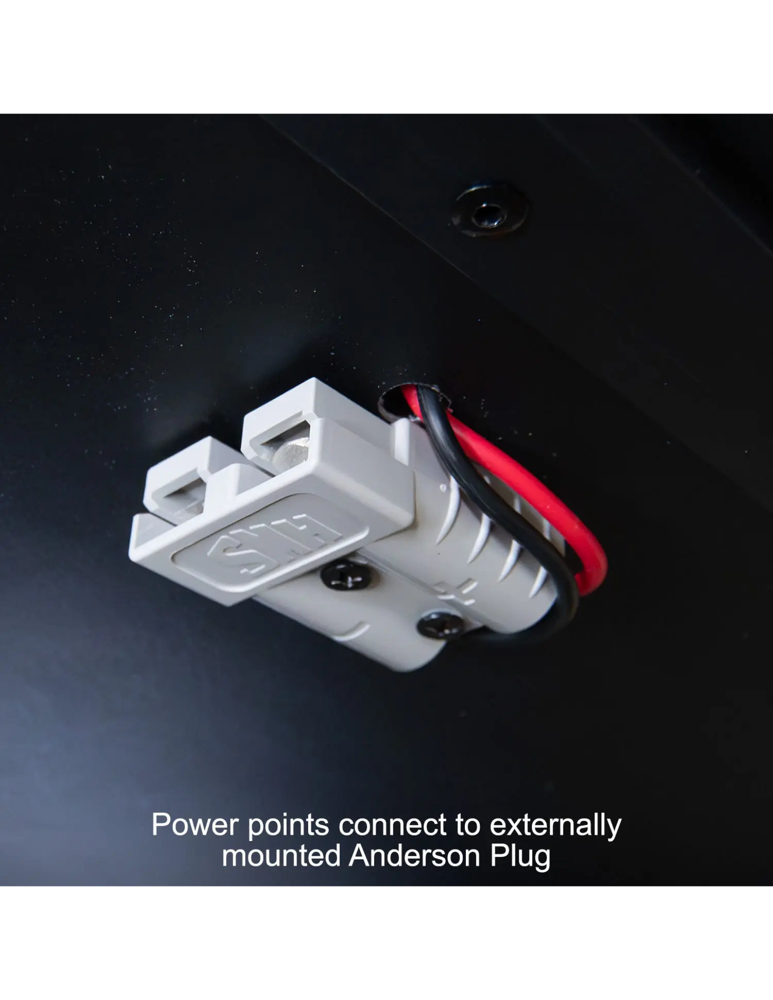 Power points connected to externally mounted Anderson Plug