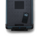 Black portable cooler with digital display and smartphone on a white background