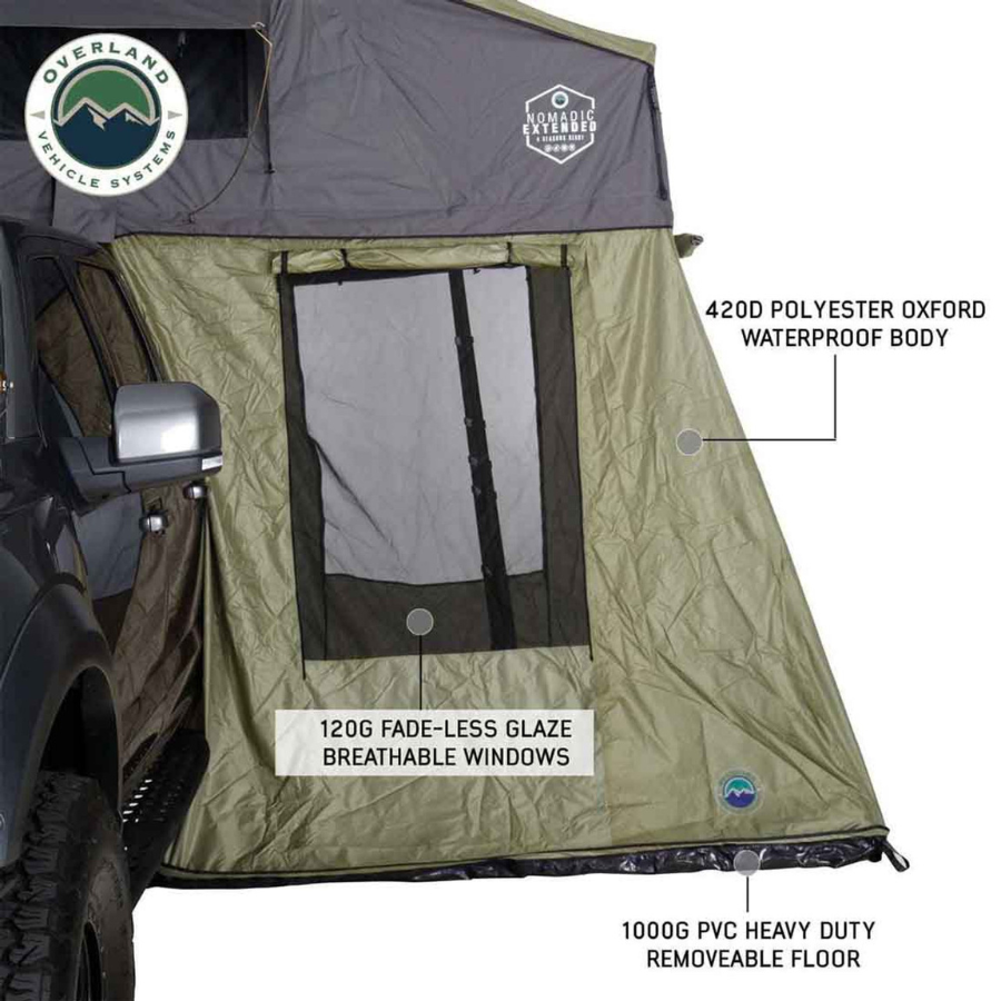 OVS HD Nomadic 4 Roof Top Tent Annex Green Base With Black Floor & Travel Cover