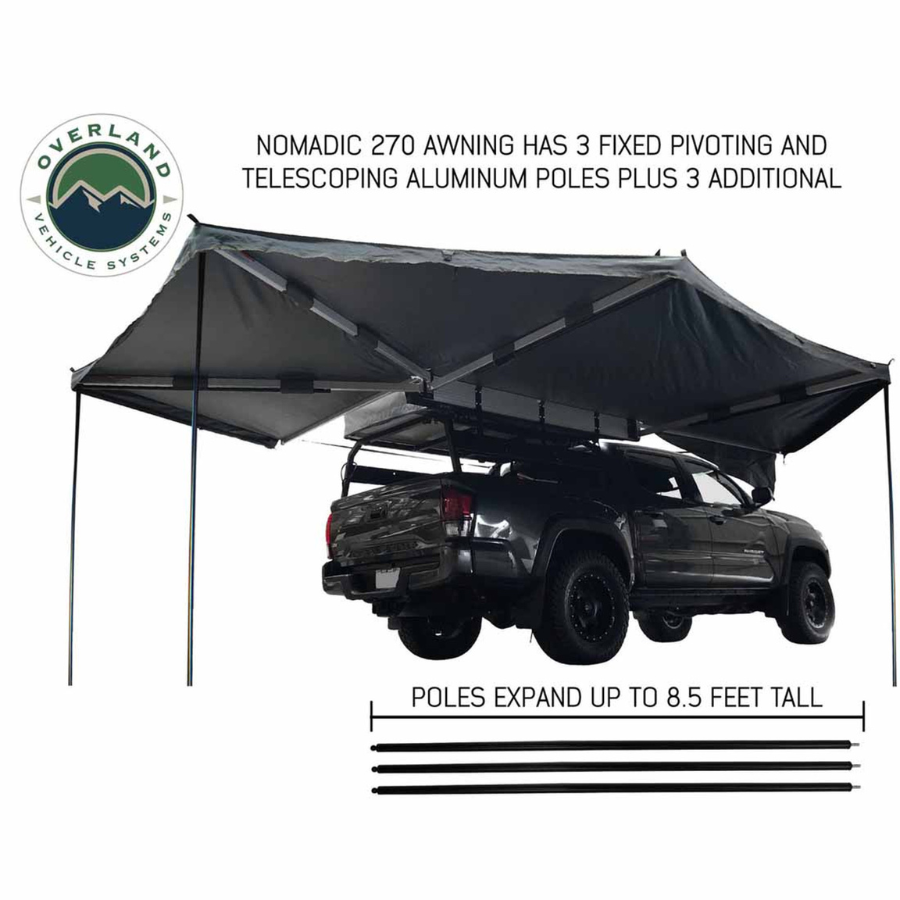 OVS HD Nomadic 270 Degree Awning - Passenger Side - Dark Gray Awning With Black Cover