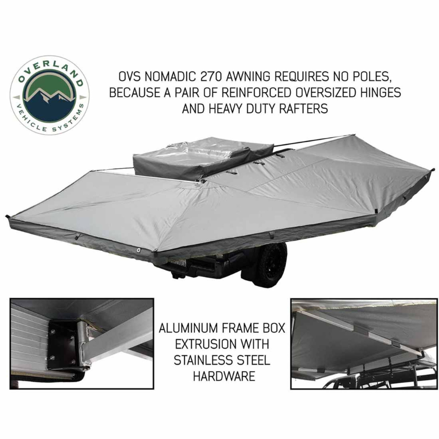 OVS HD Nomadic 270 Degree Awning - Passenger Side - Dark Gray Awning With Black Cover