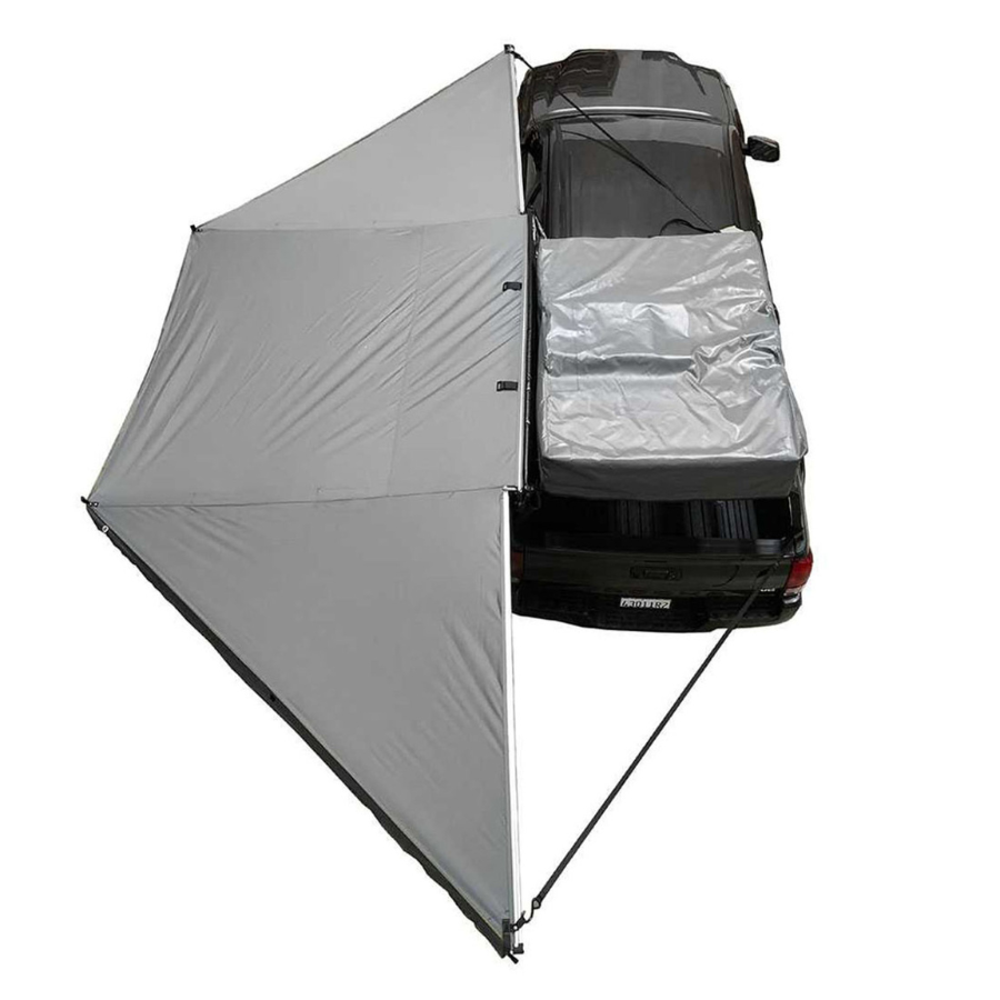 OVS HD Nomadic 180 Degree Awning - Dark Grey With Black Travel Cover Universal top view