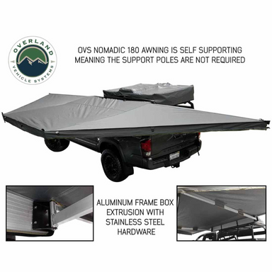 OVS HD Nomadic 180 Degree Awning - Dark Grey With Black Travel Cover Universal without support poles 