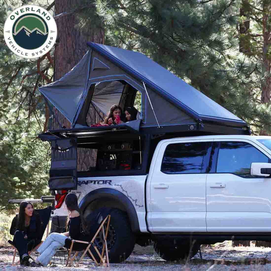 OVS MagPak - Camper Shell/Roof Top Tent Combo with Lights, Rear Molle Panel, Side Tie Downs, Front & Rear Windows on Ford