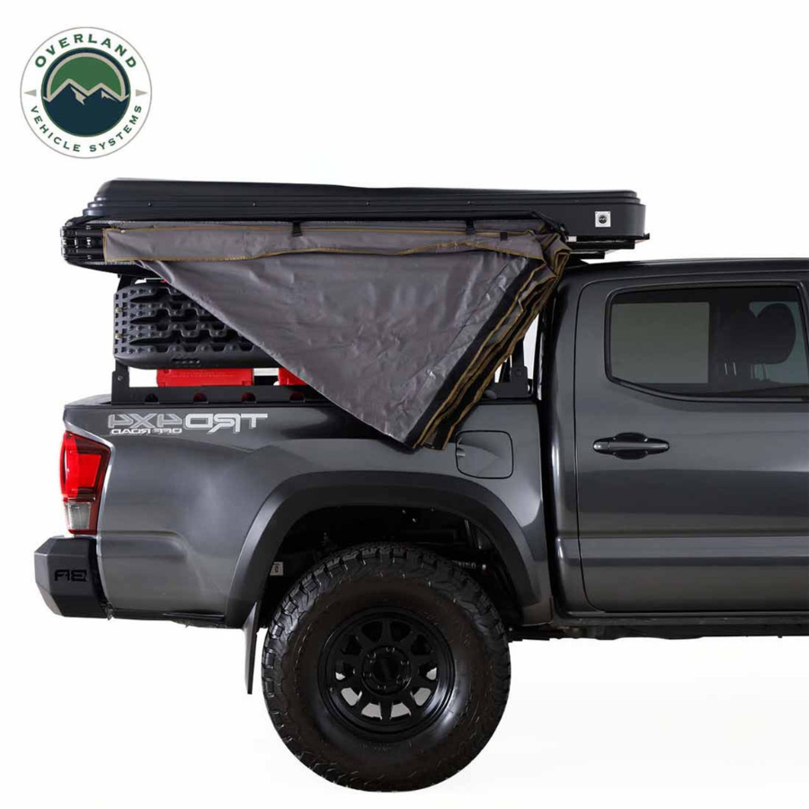 OVS HD Nomadic 270 LTE Awning - Passenger Side - Dark Gray with Black Travel Cover Universal folded closed