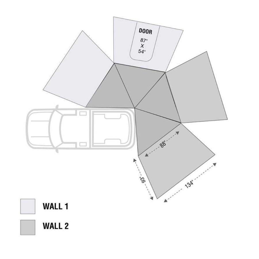 HD Nomadic 270 LT Awning & Wall 1, 2, & Mounting Brackets - Passenger Side dimensions