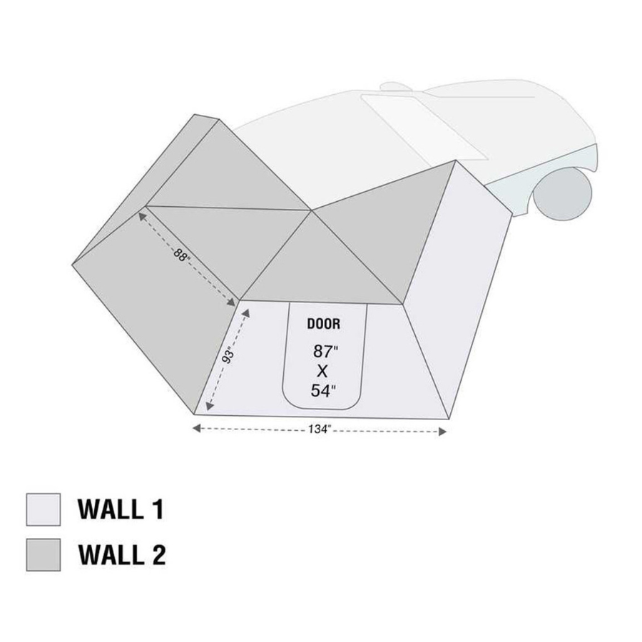 HD Nomadic 270 LT Awning & Wall 1, 2, & Mounting Brackets - Passenger Side dimensions