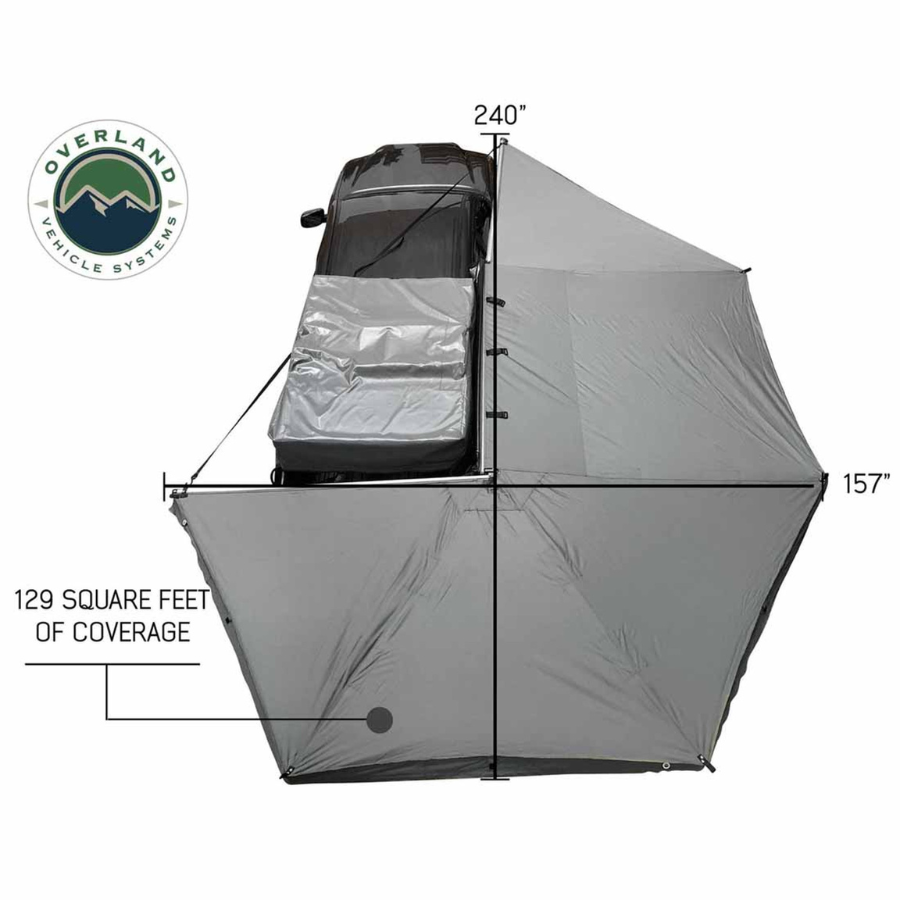 OVS HD Nomadic 270 Degree Awning - Passenger Side - Dark Gray Awning With Black Cover