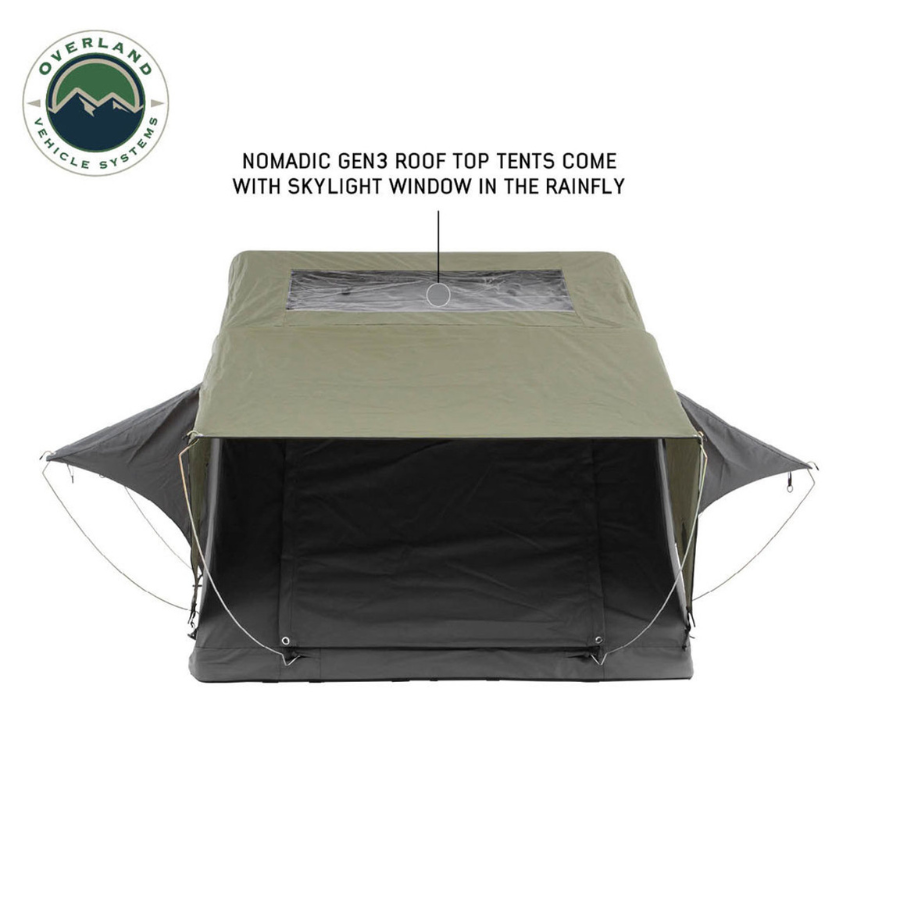 OVS HD Nomadic 3 Extended Soft Shell Roof Top Tent, Grey Body & Green Rainfly