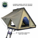 OVS LD TMON Clamshell Aluminum Hard Shell Roof Top Tent - 2 Person Capacity, Tan Body & Green Rainfly stainless steel hardware and telescoping ladder 