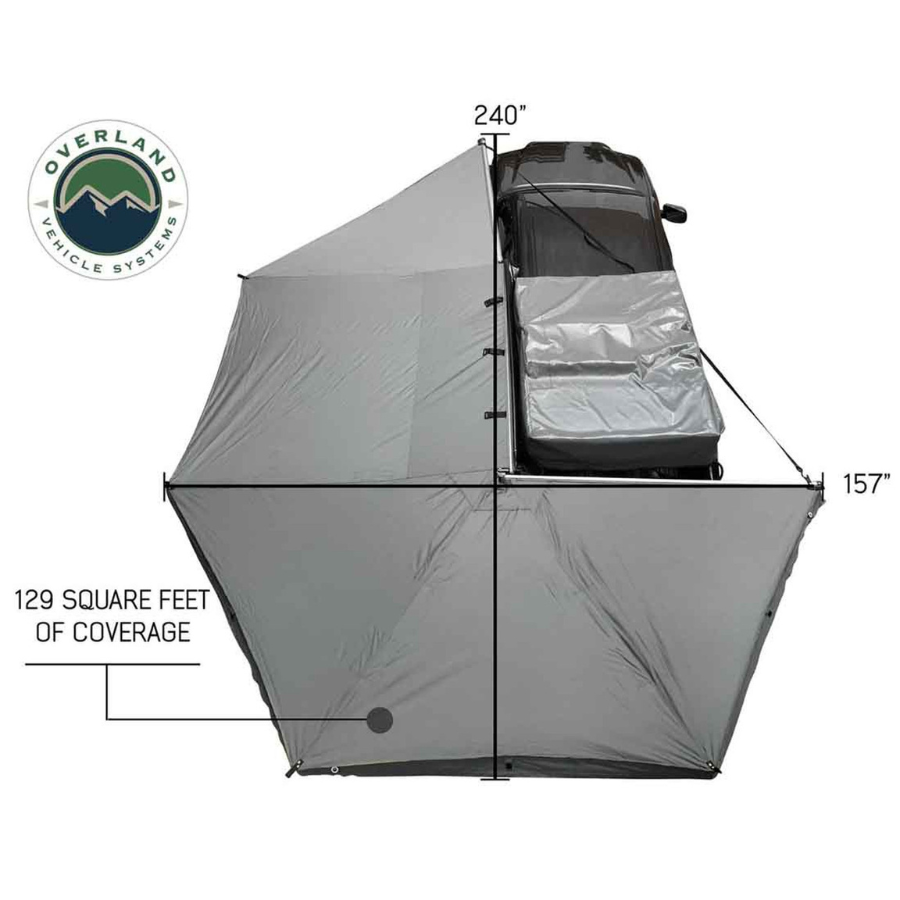 OVS HD Nomadic 270 Degree Awning - Driver Side - Dark Gray Awning With Black Cover square feet coverage 