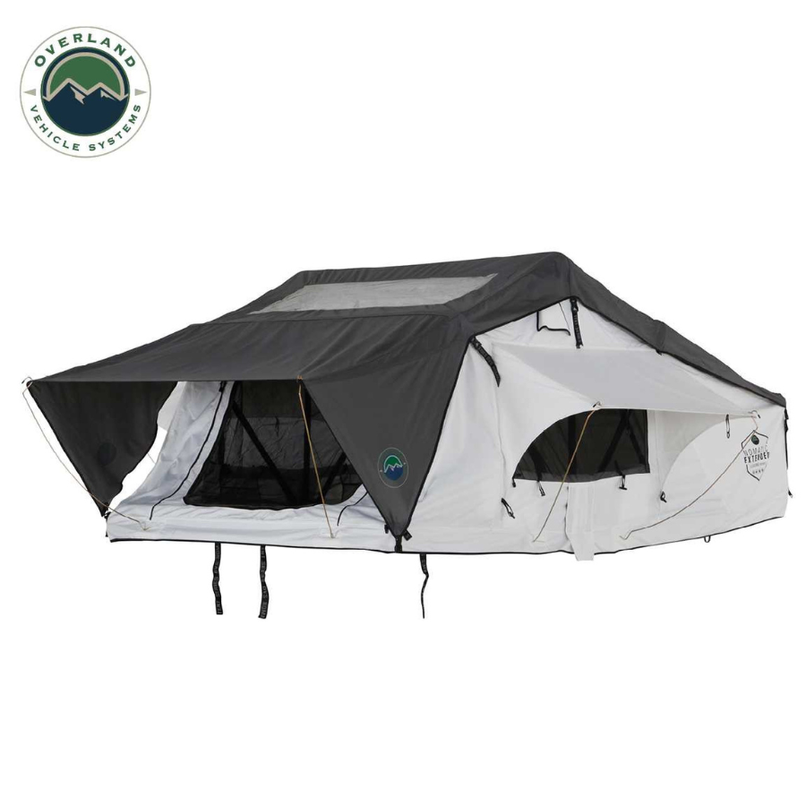 OVS HD Nomadic 3 Arctic White Extended Soft Shell Roof Top Tent, White Body Dark Grey Rainfly