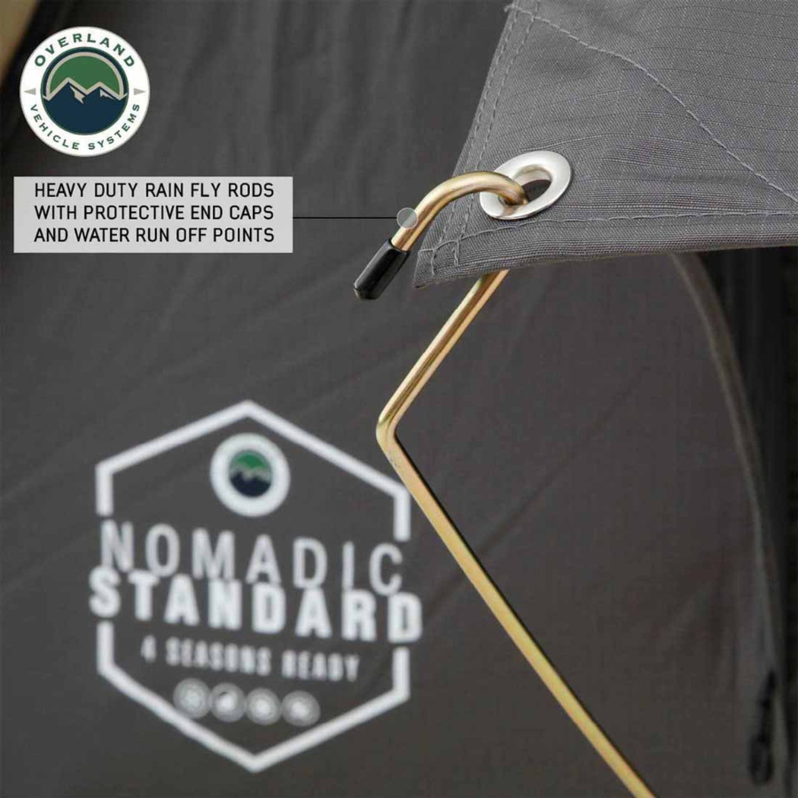 OVS HD Nomadic 3 Standard Soft Shell Roof Top Tent, Grey Body & Green Rainfly rainfly rods 