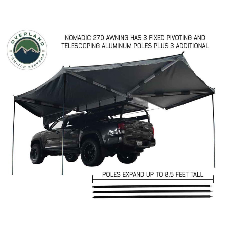 OVS HD Nomadic 270 Degree Awning - Driver Side - Dark Gray Awning With Black Cover 