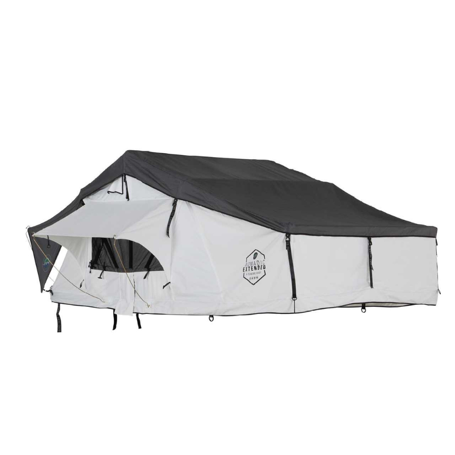 OVS HD Nomadic 3 Arctic White Extended Soft Shell Roof Top Tent, White Body Dark Grey Rainfly