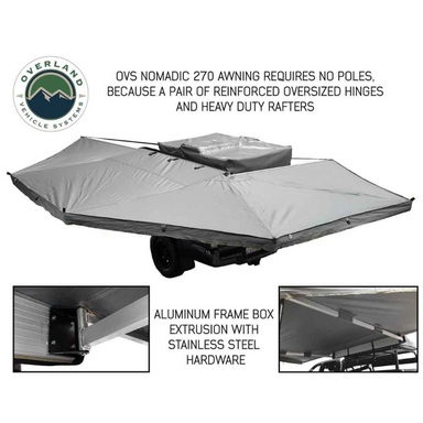 OVS HD Nomadic 270 Degree Awning - Driver Side - Dark Gray Awning With Black Cover without support poles 