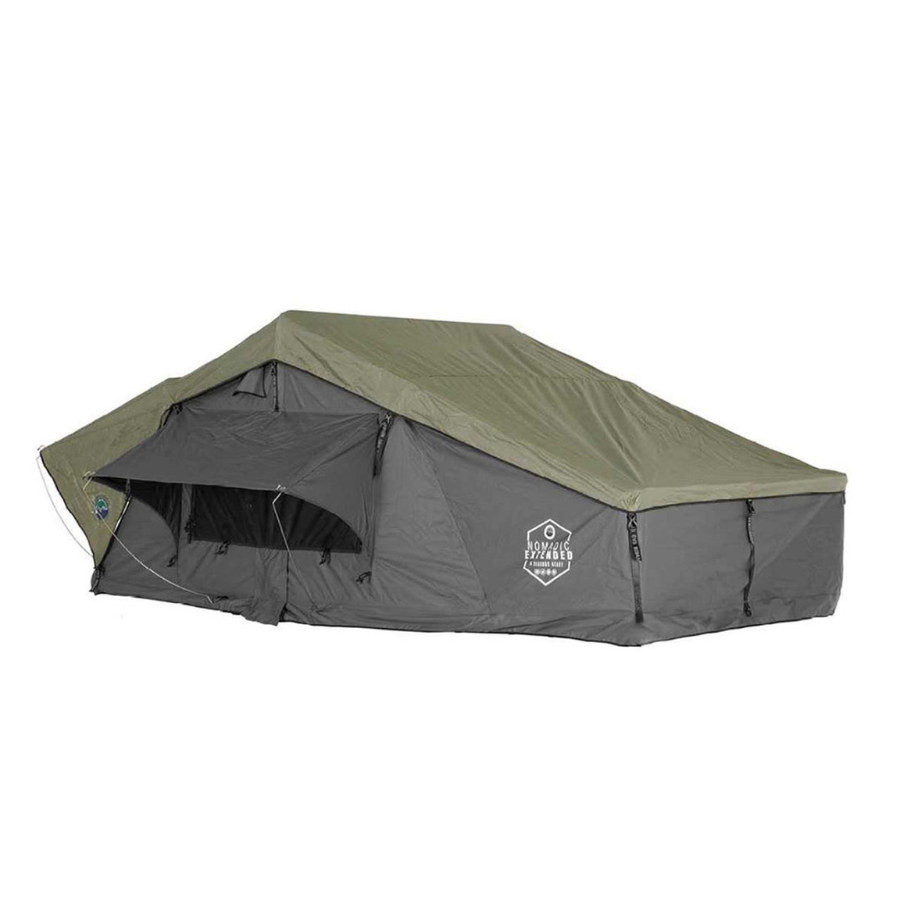 OVS HD Nomadic 4 Extended Soft Shell Roof Top Tent, Grey Body & Green Rainfly