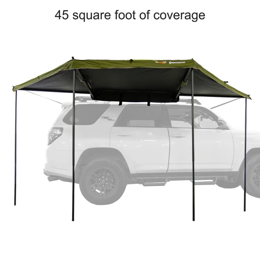 23ZERO Peregrine 180° Compact Awning 2.0 front view with support poles