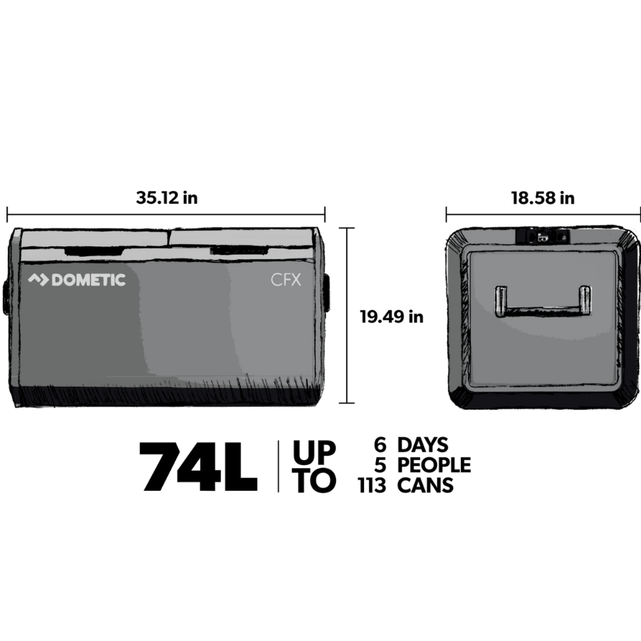 Dometic CFX3 75DZ dimensions