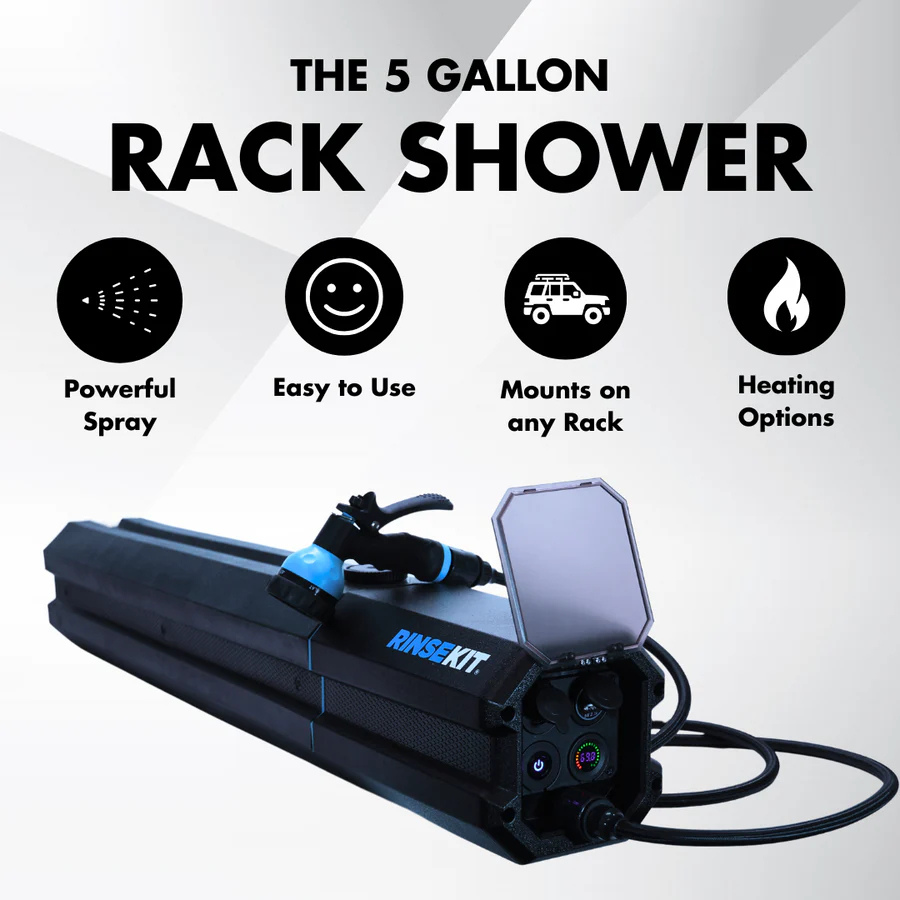 5 Gallon RinseKit Rack Shower info