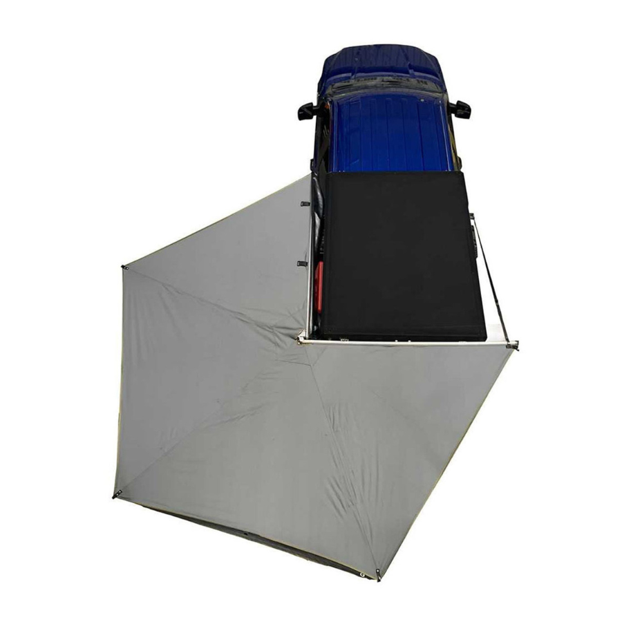 OVS HD Nomadic 270 LT Awning - Driver Side - Dark Gray With Black Travel Cover Universal top view