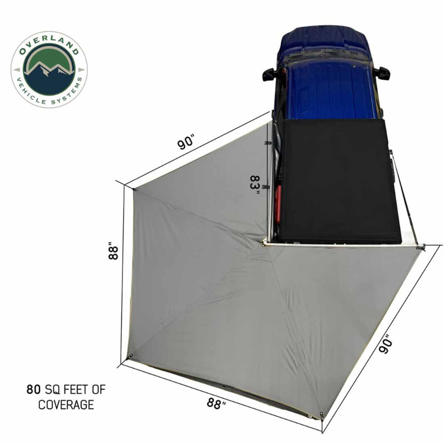 OVS HD Nomadic 270 LT Awning - Driver Side - Dark Gray With Black Travel Cover Universal dimensions