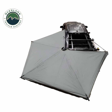 OVS HD Nomadic 270 LTE Awning - Driver Side - Dark Gray with Black Travel Cover Universal top view