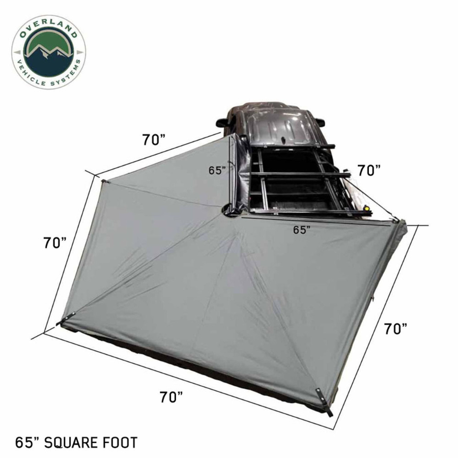 OVS HD Nomadic 270 LTE Awning - Driver Side - Dark Gray with Black Travel Cover Universal deimensions