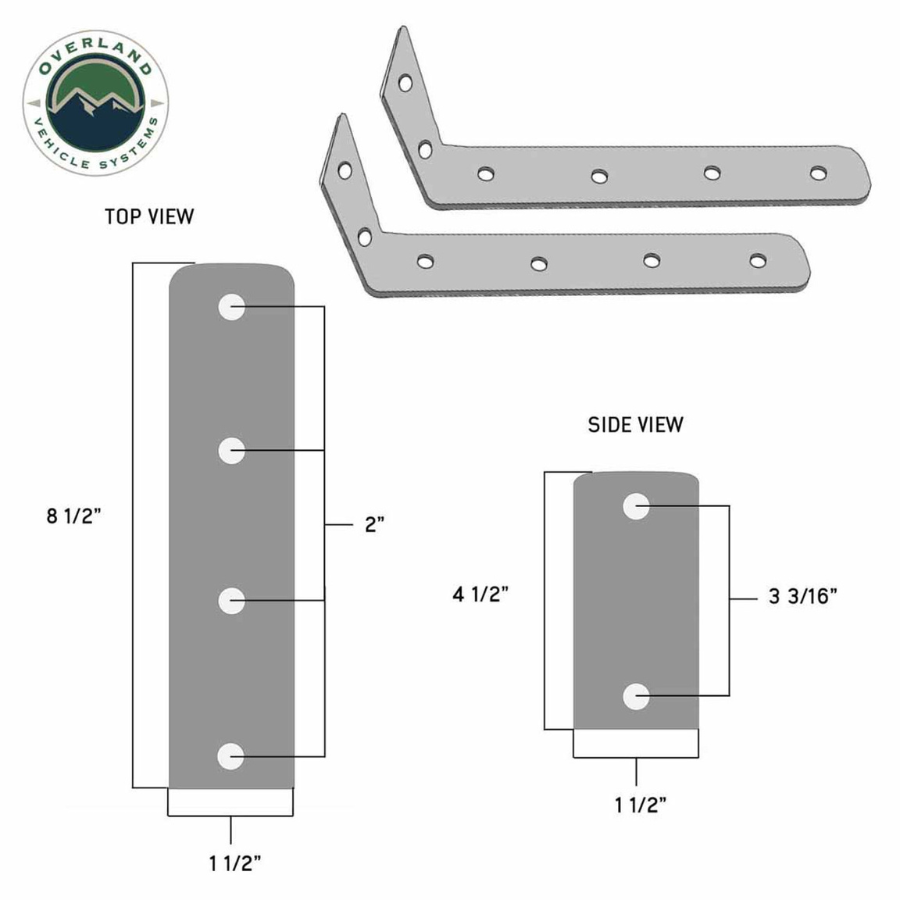 OVS HD Nomadic 270 LTE Awning - Driver Side - Dark Gray with Black Travel Cover Universal mounting bracket dimensions