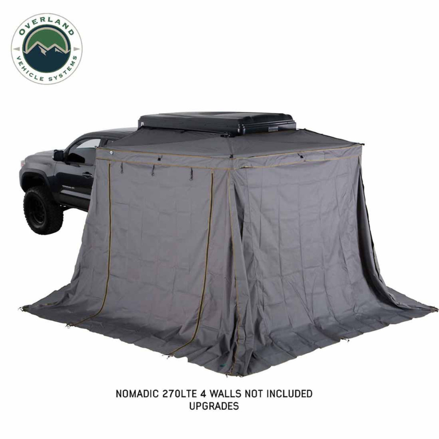 OVS HD Nomadic 270 LTE Awning - Driver Side - Dark Gray with Black Travel Cover Universal awning walls 