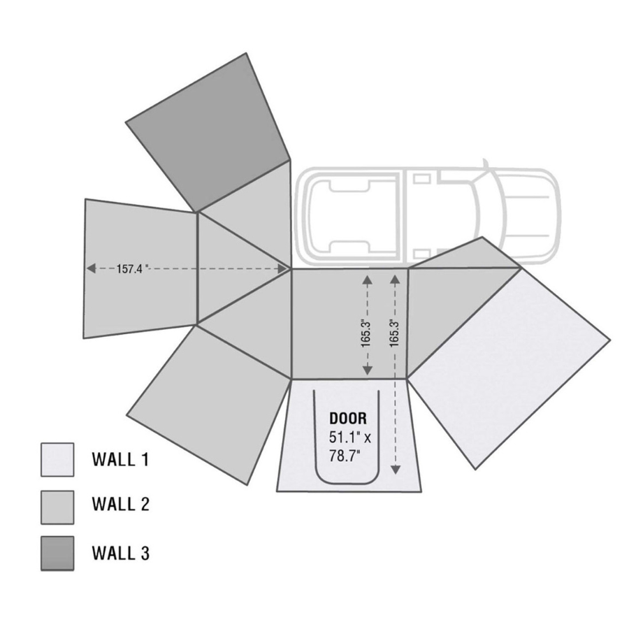 OVS HD Nomadic 270 Degree Awning Wall 3 - Passenger Side dimensions